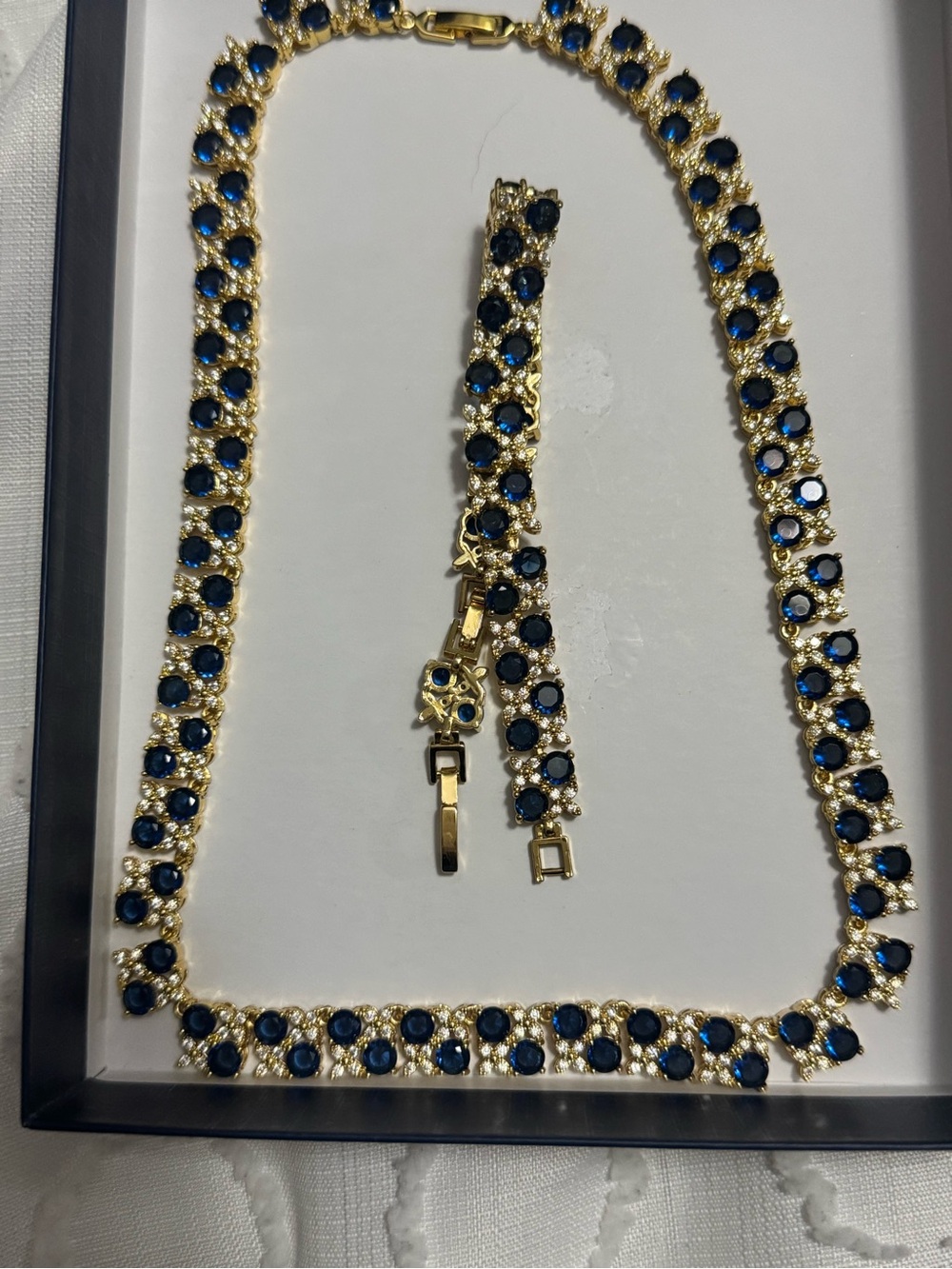 Stauer Gold-Tone Necklace with Blue Stones